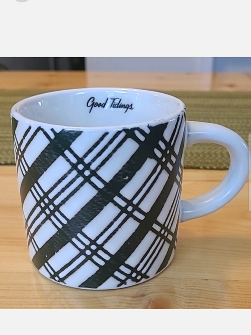 Hearth & Hand With Magnolia Black Plaid Good Tidings Mug Cup